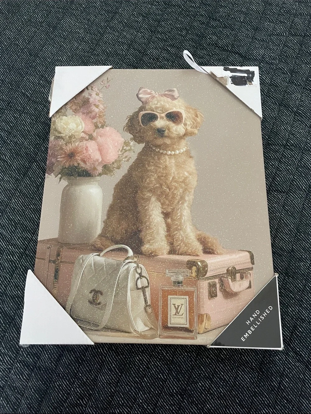 District Pink and Cream Poodle Pet Canvas